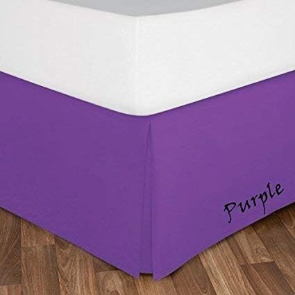 Bed Skirt - 25 Inch Fall Tailored Drop Pleated Dust Ruffle, 100% Egyptian Cotton - Solid Pattern and Color { Full , Solid , Light Purple}