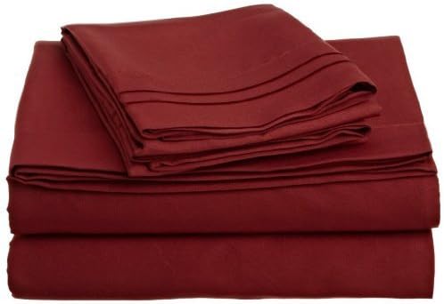 Elegant Comfort 1500 Premier Wrinkle & Fade Resistant Hotel Quality Ultra Soft Luxurious 4-Piece Bed Sheet Set with Deep Pockets, Twin/Twin XL Burgundy