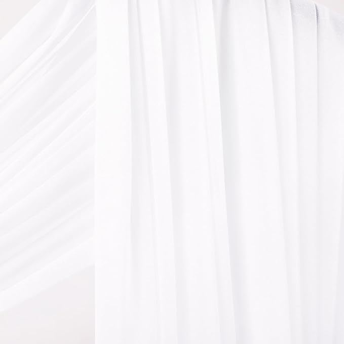 Socomi White Sheer Wedding Arch Draping Fabric 29" x 20Ft 4 Panels Outdoor Curtain Drapes Extra Long for Bridal Baby Shower Ceremony Birthday Party Decor