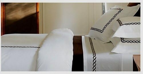 Royal Hotel Bedding Embroidered Adeline 3 Piece Comforter Set with Pillow Shams and Down Alternative Comforter (Duvet Insert) Duvet Cover Set, 100% Cotton Percale, Twin/Twin XL, White and Black