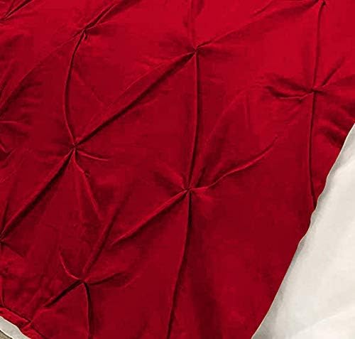 Bed Runner Set - 100% Pure Cotton 800 Thread Count - Luxury 1 Pinch Pleated Bed Runner and 4 Pillow Cover - 5 Piece Pinch Pleated Bed Runner Set King, Red