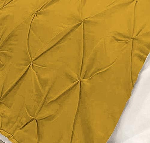 Bed Runner Set - 100% Pure Cotton 800 Thread Count - Luxury 1 Pinch Pleated Bed Runner and 2 Pillow Cover - 3 Piece Pinch Pleated Bed Runner Set Twin, Gold
