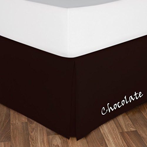 Bed Skirt - 25 Inch Fall Tailored Drop Pleated Dust Ruffle, 100% Egyptian Cotton - Solid Pattern and Color ( Full, Solid, Chocolate)