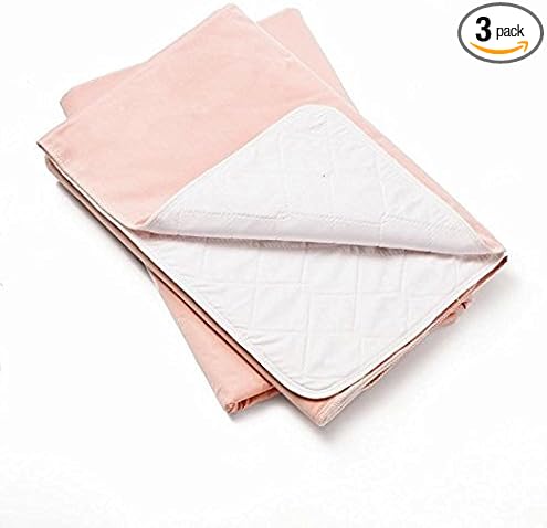 Nobles Reusable/Washable Waterproof Bed Pad for Children or Adults Pack of 3 (34x35, Pink)