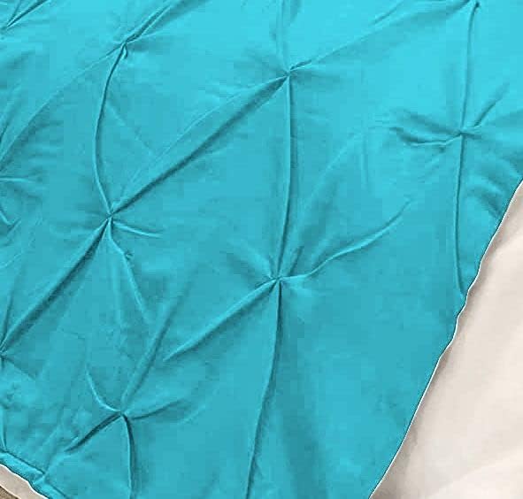 Bed Runner Set - 100% Pure Cotton 800 Thread Count - Luxury 1 Pinch Pleated Bed Runner and 2 Pillow Cover - 3 Piece Pinch Pleated Bed Runner Set Queen, Turquoise