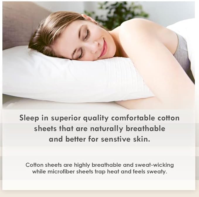 Pizuna Pure 100% Cotton Sheets Queen Size, Luxurious 400 Thread Count Long Staple Cotton Sateen Sheets with 15" Deep Pocket - Dark Blue Sheet Queen