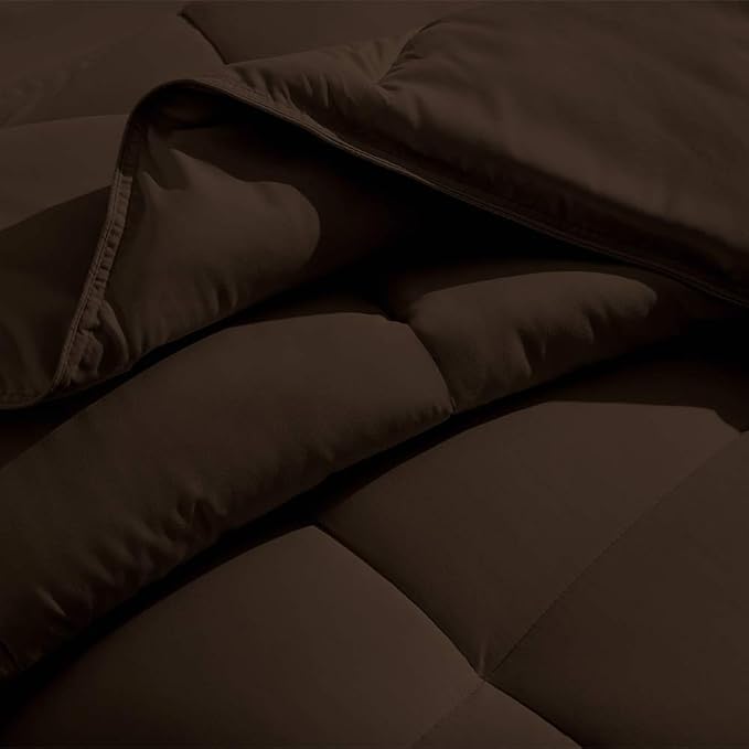 H&H Decor Luxurious & Super Soft 1 Piece Comforter 300 GSM & 4 Pcs Sheet Set 100% Egyptian Cotton 1000 Thread Count Pattern Solid (Twin XL, Chocolate,Solid)