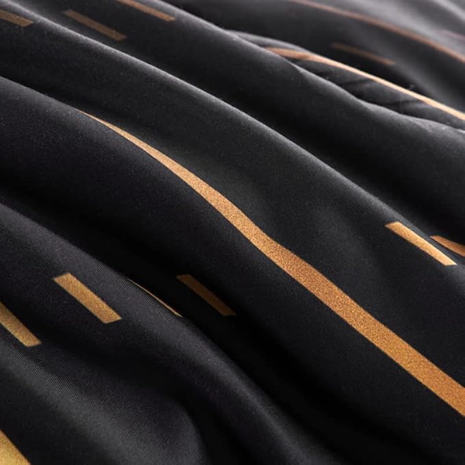 Kids Football Bedding Set - Full Comforter with Pillowcases, Black and Gold, 100% Microfiber, 3 Piece Set, Boys and Girls
