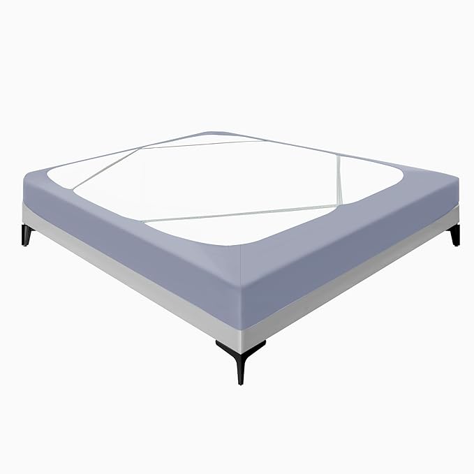 Biscaynebay Decorative Box Spring Cover King & Cal King Size, Silver Grey Luxurious Jersey Knitting Stretchy Wrap Around 4 Sides Bed Skirt for Home/Hotels Easy Fit Wrinkle Free Machine Washable