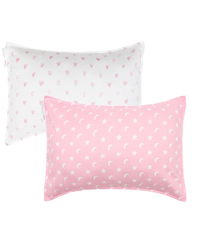 ALVABABY Toddler Pillowcases Fits 14x20in,13x18in Kids Cotton Baby 2 Packs Envelope Kids Pillow Cover for Boy Girl Sleeping Travel 2L-FTP18A