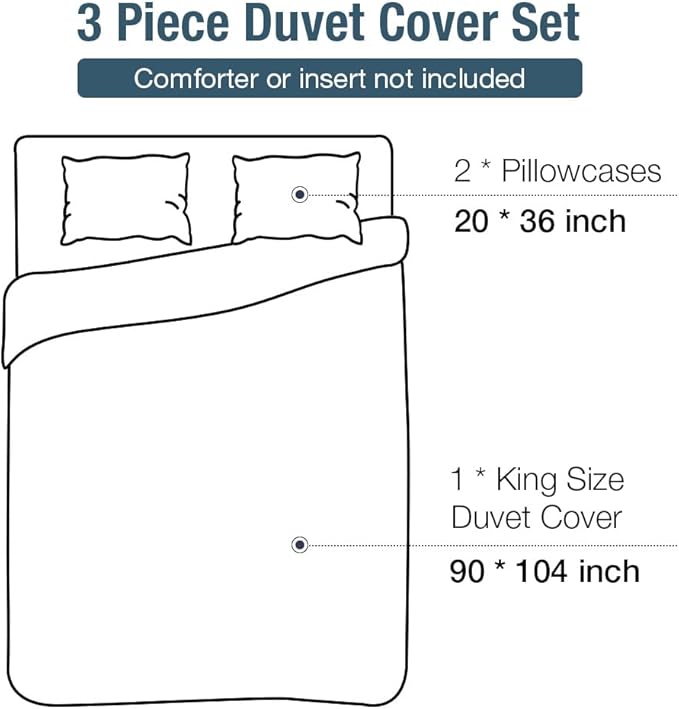 Lekesky Duvet Cover King Size, Soft Microfiber Boho Aztec Quilt Cover Set Blue Bohemian King Bedding Duvet Cover Sets with Zipper Closure Corner Ties (No Comforter)
