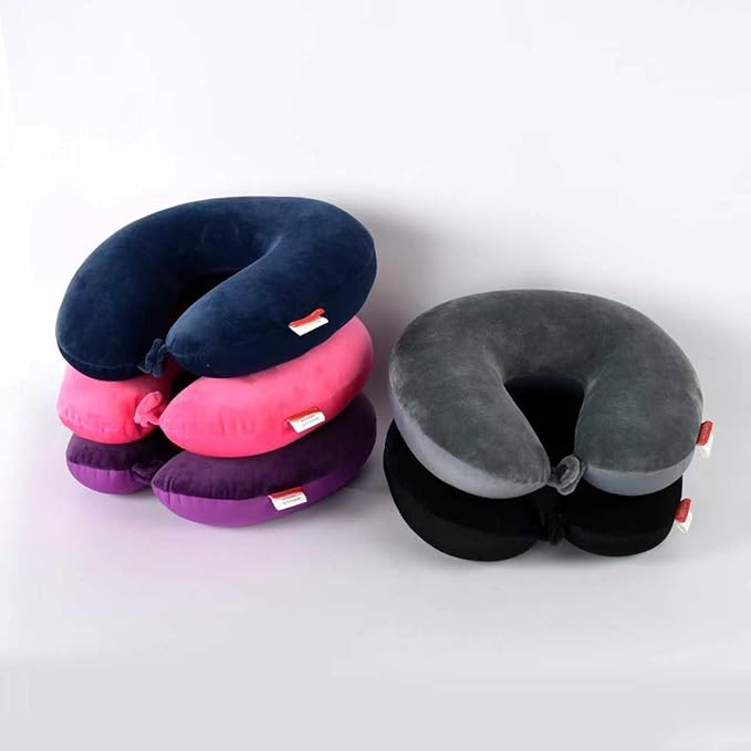 Bookishbunny U Shaped Micro Beads Microbead Neck Head Support Travel Pillow, 12"x12"x4" (SolidBlack)
