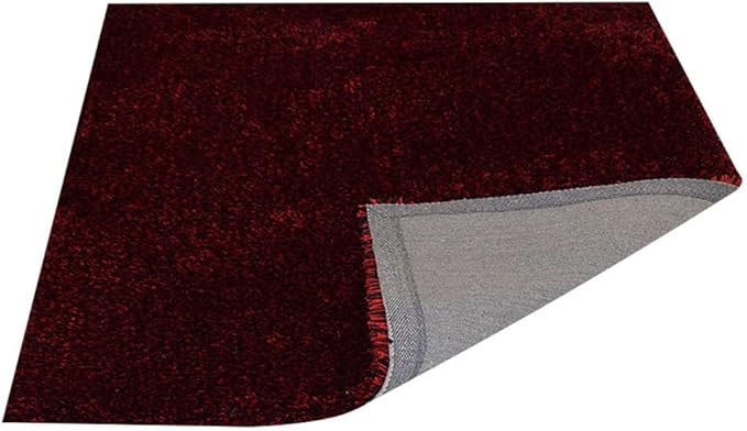 Rugsotic Carpets Hand Tufted Shag Polyester 8'x8' Square Area Rug Solid Red Black K00111