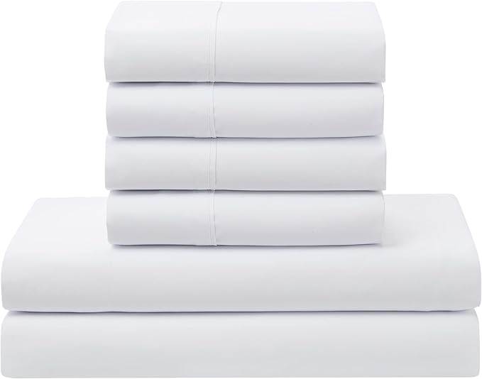 Sweet Home Collection 5 Piece Comforter Set Bag Solid Color All Season Soft Down Alternative Blanket & Luxurious Microfiber Bed Sheets, White, Twin XL