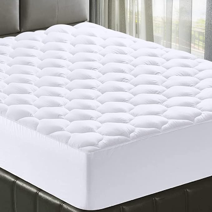 MATBEBY King Size Mattress Pad - Cooling Breathable Mattress Topper, Quilted Fitted Mattress Protector, Pillow Top Mattress Cover with 8-21" Deep Pocket, Soft, Machine Washable, White, 78x80 Inches