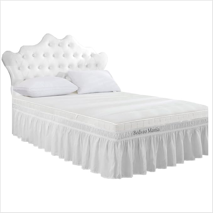 Wrap Around Bed Skirt 14" Inch Drop 100% MicrofibreFabric 1-Piece Bed Skirt Easy Fit Easy Care Fade & Wrinkle Resistant - Queen Size (60"X80"), Silver Color