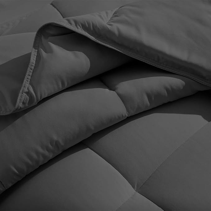 H&H Decor Luxurious & Super Soft 1 Piece Comforter 300 GSM & 4 Pcs Sheet Set 100% Egyptian Cotton 1000 Thread Count Pattern Solid (Twin, Grey,Solid)
