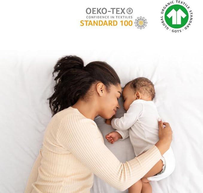 Sleep & Beyond 100% Organic Cotton All Seasons Mattress Encasement - Soft Breathable Waterproof Mattress Protector Comes with Zipper GOTS and Oeko-TEX Certified - Ivory - Cal King up to 10 inch