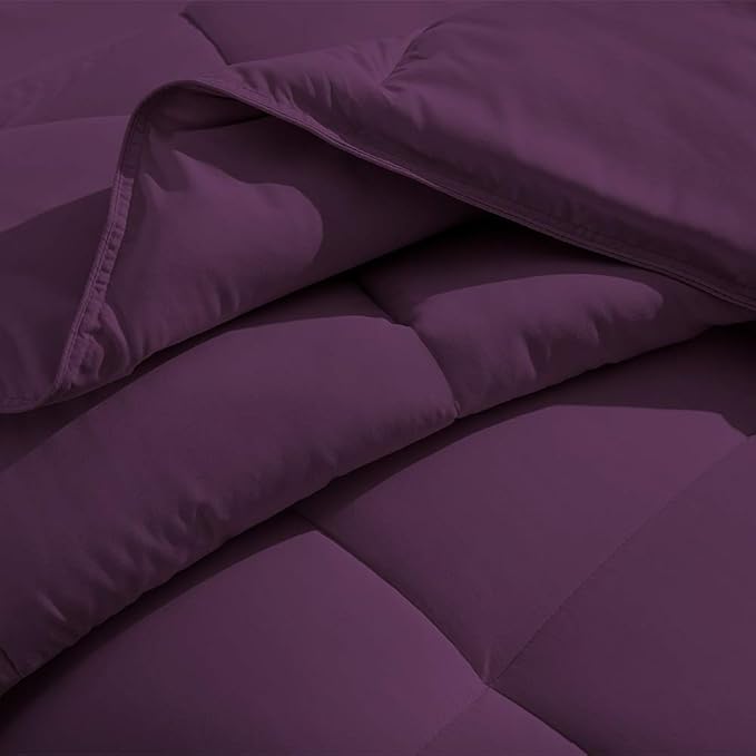 H&H Decor Luxurious & Super Soft 1 Piece Comforter 300 GSM & 4 Pcs Sheet Set 100% Egyptian Cotton 1000 Thread Count Pattern Solid (Full, Purple,Solid)