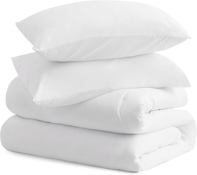CozyLux White King Size Comforter Set, 3 Pieces Solid Breathable Quilted Style Bedding Sets, Luxury Fluffy Soft Bed Set with Down Alternative Comforter for All Season (1 Comforter & 2 Pillowcases)
