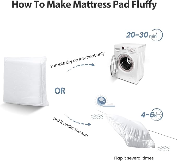 EASELAND Queen Size Mattress Pad Pillow Top Mattress Cover Quilted Fitted Mattress Protector Cotton Top Stretches up 8-21" Deep Pocket Cooling Mattress Topper (60x80 inch, White)