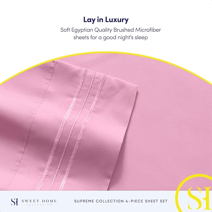 Twin Sheets - Breathable Luxury Sheets with Full Elastic & Secure Corner Straps Built In - 1800 Supreme Collection Extra Soft Deep Pocket Bedding Set, Sheet Set, Twin, Pink