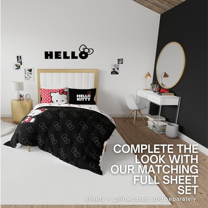 Hello Kitty Bedding Super Soft Cozy Microfiber Reversible Comforter, Queen, (Officially Licensed Product) by Franco Collectibles