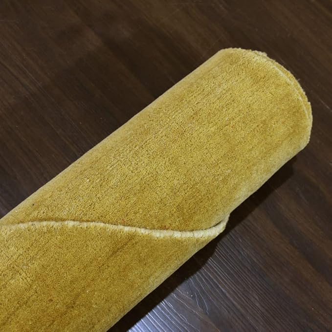 Hand Knotted Loom Wool ECO-Friendly Area Rugs - 6'x6', Octagon, Gold Color, Solid Plain Design, High Pile Thick Handmade Anti Skid Area Rugs for Living Room, Bed Room (L00111)