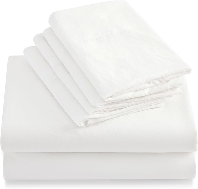 Bedsure Deep Pocket Twin Sheets - 4 Piece, Prewashed Ultra-Soft Twin Sheets Set, Fits Mattresses Up to 18 Inches Thick, Breathable & Secure Fit, Hotel Luxury Bedding, White