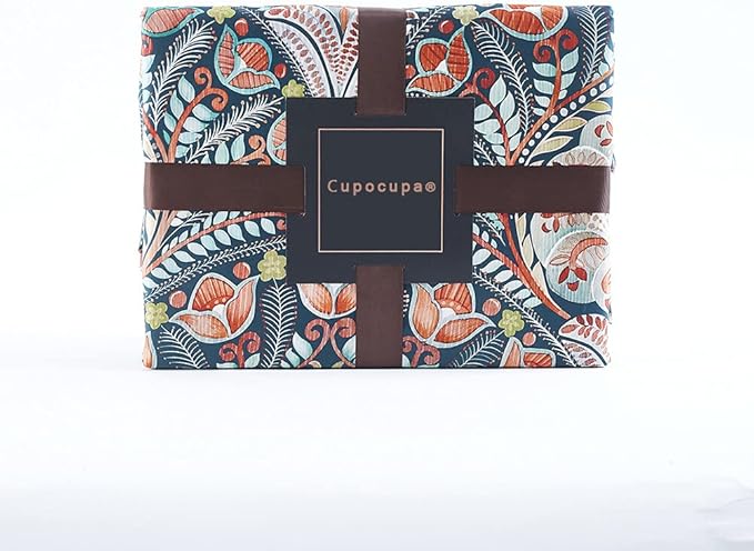 Cupocupa King Duvet Cover Set - 3pc Dark Navy Paisley Boho Bedding - Luxury Art Deco Floral Botanical Print, Soft Microfiber Reversible Quilt Cover with Pillowcases (King, 104"x90")