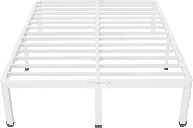 MAF 14 Inch California King Metal Platform Bed Frame White with Round Corner Legs, 3000 LBS Heavy Duty Steel Slats Support, Noise Free, No Box Spring Needed, Easy Assembly