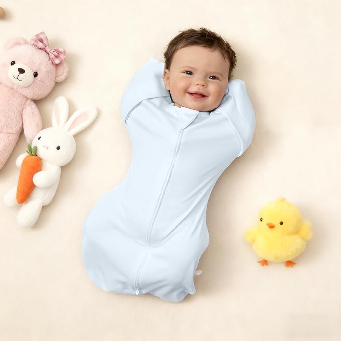 MEXXI Swaddle Baby Sleep Sack With Arms Up, 2 Pack Baby Transitional Swaddle with Double Zipper,0.5 TOG