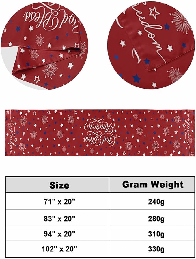 Independence Day Blue White Star Bed Runners for Bedroom Hotel,Decorative Bedding Scarf Freedom Celebration on Red Bed End Blanket Bedding Runner Scarves for Queen Size Bed,94x20in