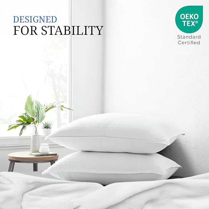 Covers & All Down Alternative Pillows Queen Size Set of 2, Luxury Soft Hotel Pillows for Sleeping, Breathable & Machine Washable, for Side, Back & Stomach Sleepers, 30" L x 20" W