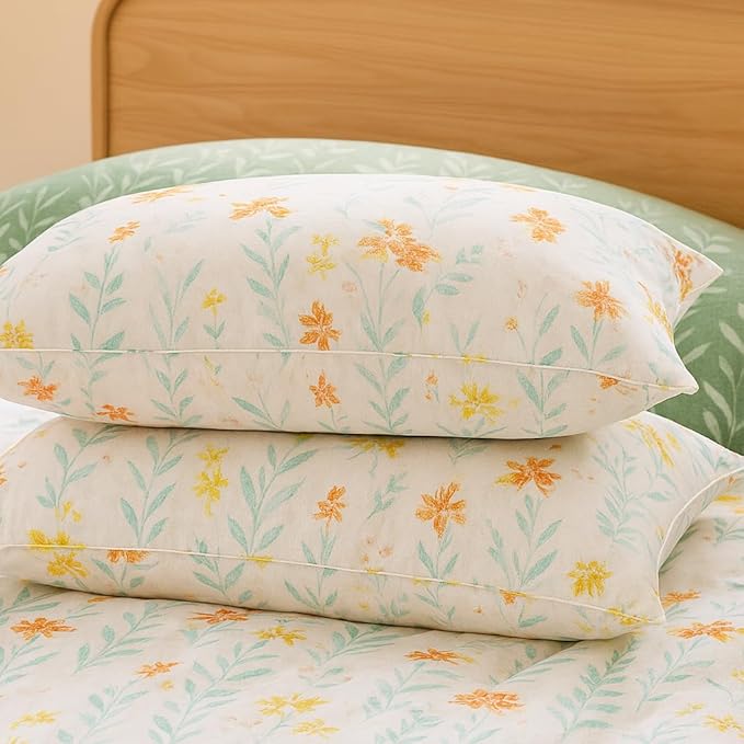 Botanical Floral Duvet Cover Set Full Bedding Comforter Cover Reversible Quilt Bedding Set Soft Microfiber Bedspread Modern Farmhouse 3Pcs Cottage Style Luxury Bedding Cozy Bedroom Essentials