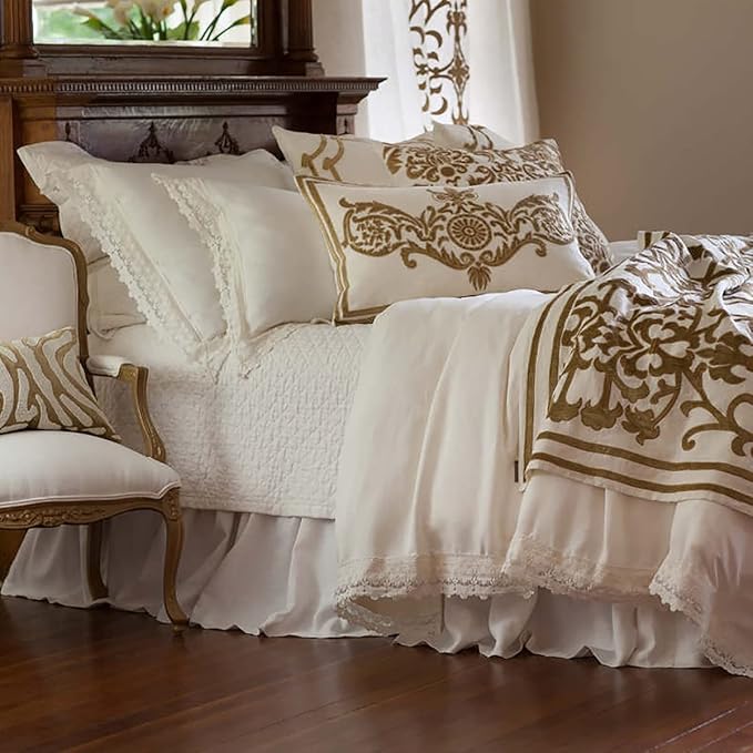 Simple&Opulence Belgian Linen Bed Skirt with Classic 14 inch Tailored Drop Dust Ruffle, Easy Fit Breathable Premium Natural Flax- Pleated White, Twin