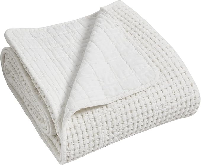 Levtex Home - Mills Waffle - Twin Quilt Set - Bright White Cotton Waffle - Quilt Size (68 x 86in.), Sham Size (26 x 20in.)