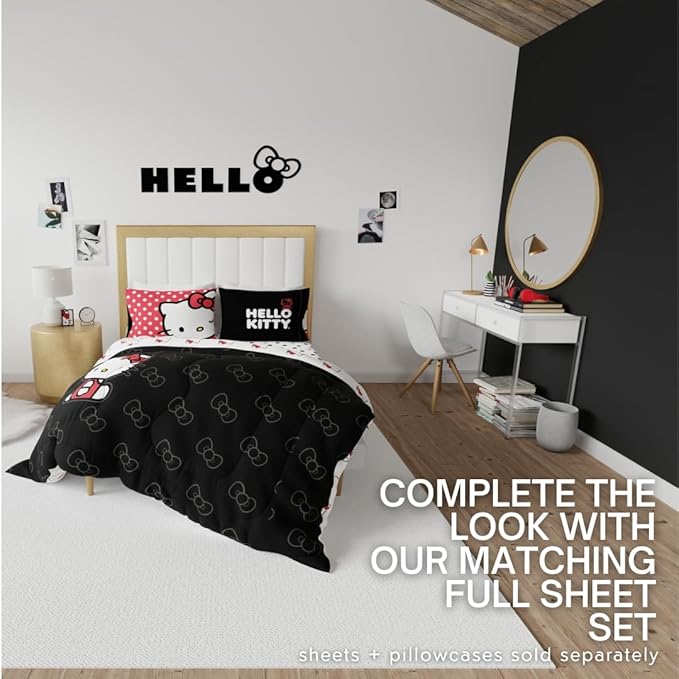 Hello Kitty Bedding Super Soft Cozy Microfiber Reversible Comforter, Full, (Officially Licensed Product) by Franco Collectibles
