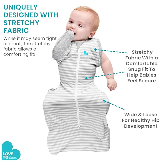 Love to Dream Swaddle Up Transition Bag Original, Arms Up Position, Light and Ultra Breathable Cotton - Sleep Bag - 1.0 TOG - (20-24°C) Ideal for Moderate Temps (Moon Olive, Medium, 6–8.5kg)