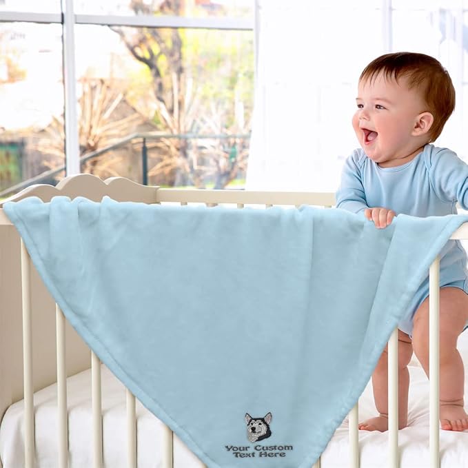 Nursery Bedding Baby Blankets for Boys & Girls Siberian Husky Head A Polyester
