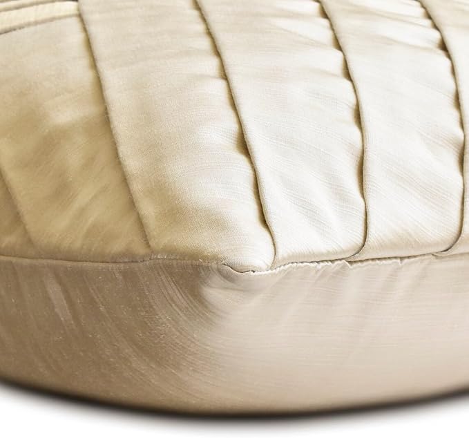 The HomeCentric King/Queen/Twin Ivory Designer Twin 53"x18" Bed Runner with Pillow Cover, Pintucks, Textured & Satin Bed Scarf on Satin Fabric - Glazed Satin