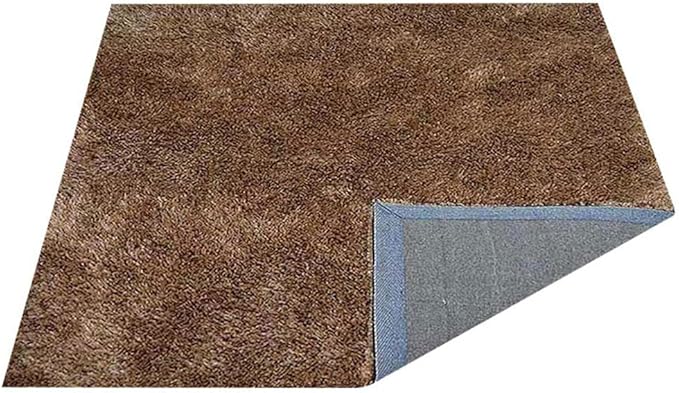 Hand Tufted SHAG Polyester ECO-Friendly Area Rugs - 8'x8', Square, Beige, Solid Plain Design, High Pile Thick Handmade Anti Skid Area Rugs for Living Room, Bed Room K00111