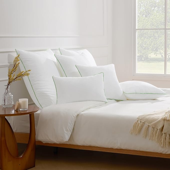 Ashler Home Deco 12x20 Pillows Insert (Set of 2) - Throw Pillow Inserts with 100% Cotton Cover - Lumbar Pillow Sofa Stuffer Pillow Inserts -Decorative White Couch Pillow