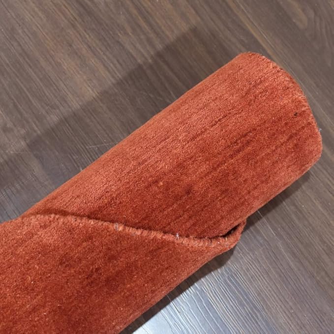Hand Knotted Loom Wool ECO-Friendly Area Rugs - 6'x6', Octagon, Light Red Color, Solid Plain Design, High Pile Handmade Anti Skid Area Rugs for Living Room, Bed Room (L00111)
