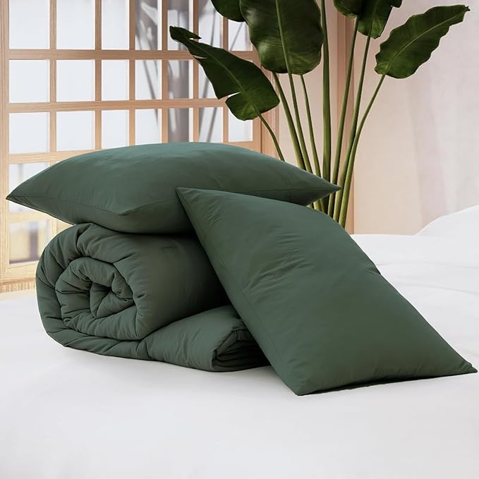 WRENSONGE Queen Comforter Set - 3 Pieces Prewashed Deep Forest Comforter Soft Lightweight for All Seasons,Down Alternative Comforters Queen Size with 2 Pillow Shams