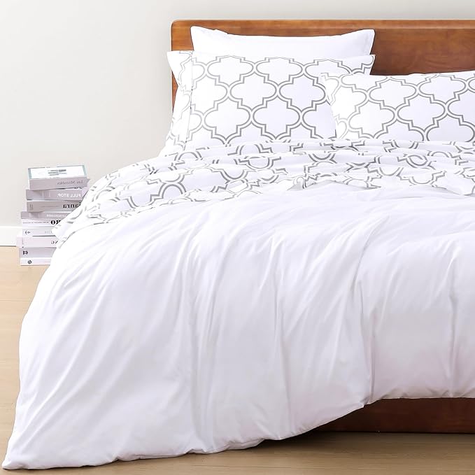 LANE LINEN 100% Organic Cotton Full Sheets Set Fully Elasticized Naturally Temperature Regulating Mercerized Cotton Printed Full Bedding & Pillowcases Set - Trellis