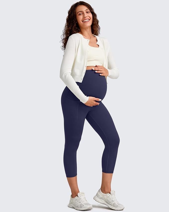 G4Free BareFeel Maternity Leggings with Pockets Over The Belly Stretchy Workout Yoga Pregnancy Pants