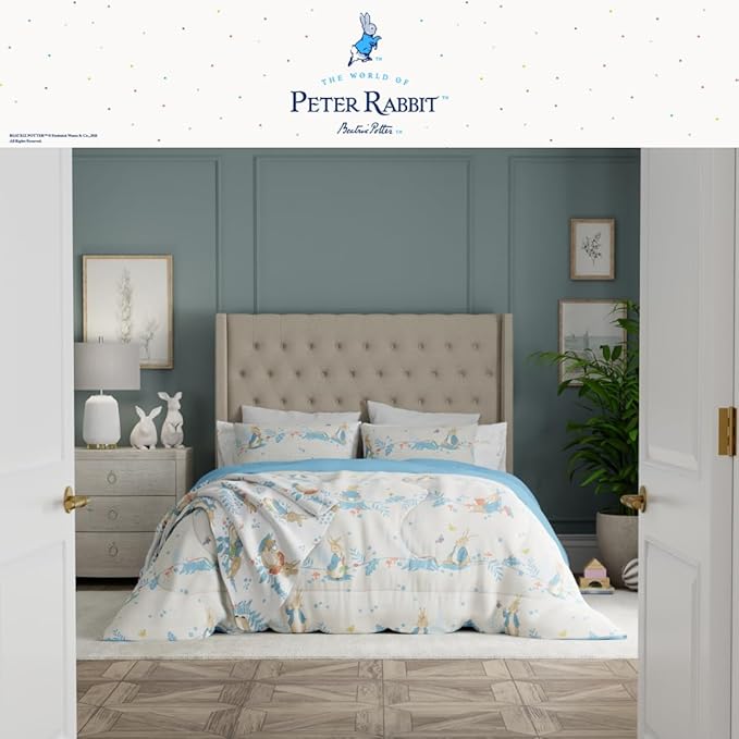 Peter Rabbit Easter Kids Bedding Super Soft & Cozy Reversible Microfiber Comforter and Sheet Set with Sham, 7 Piece Full Size, (Officially Licensed Product) by Franco
