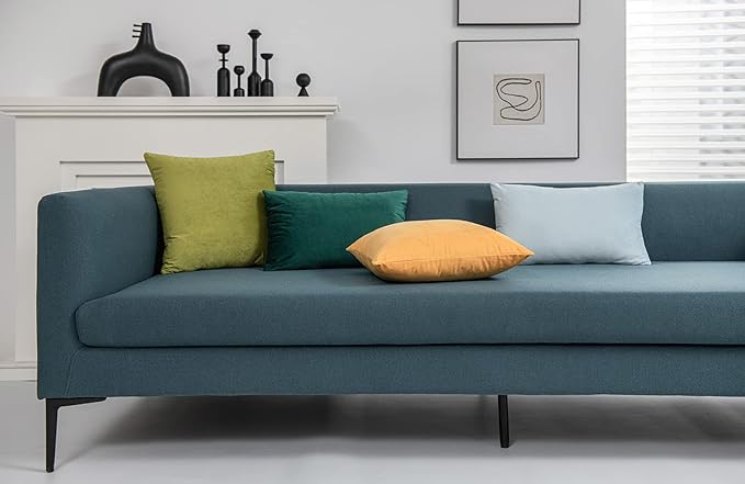 Euro Sham Covers 24x24 Chartreuse: Pack of 2 Cozy Soft Velvet Square Modern Luxury Decorative Throw Pillow Cases for Sofa Couch Living Room Bed Home Decor