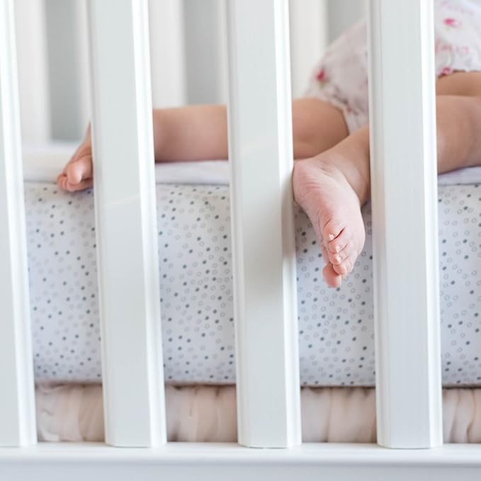 QuickZip Crib Sheet Set - Faster, Safer, Easier Baby Crib Sheets - Includes 1 Wraparound Base & 1 Zip-On Crib Sheet - Misty Gray 100% Cotton - Fits All Standard Crib Mattresses